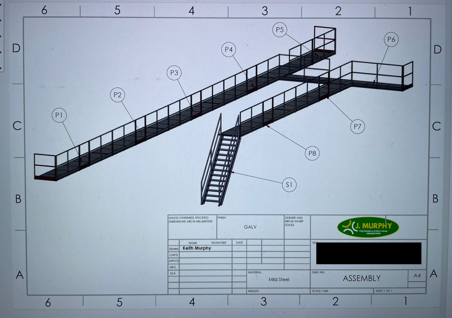 custom-fabrication-drawings-murphy-engineering Custom fabrication drawings tailored to meet client specifications for steel and metalwork projects.